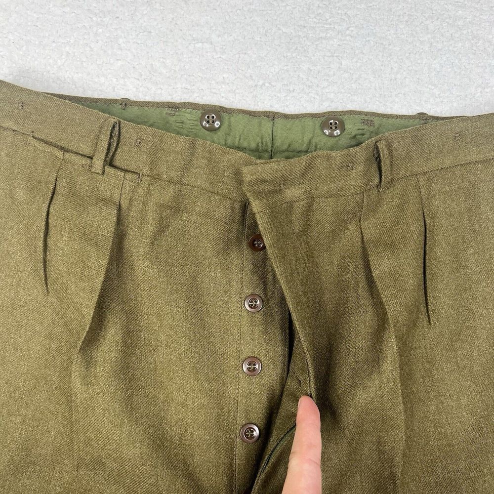 Vintage Military Pants Mens 39x27.5‎ Green Wool 1968 Trousers Australia Army - Picture 3 of 13